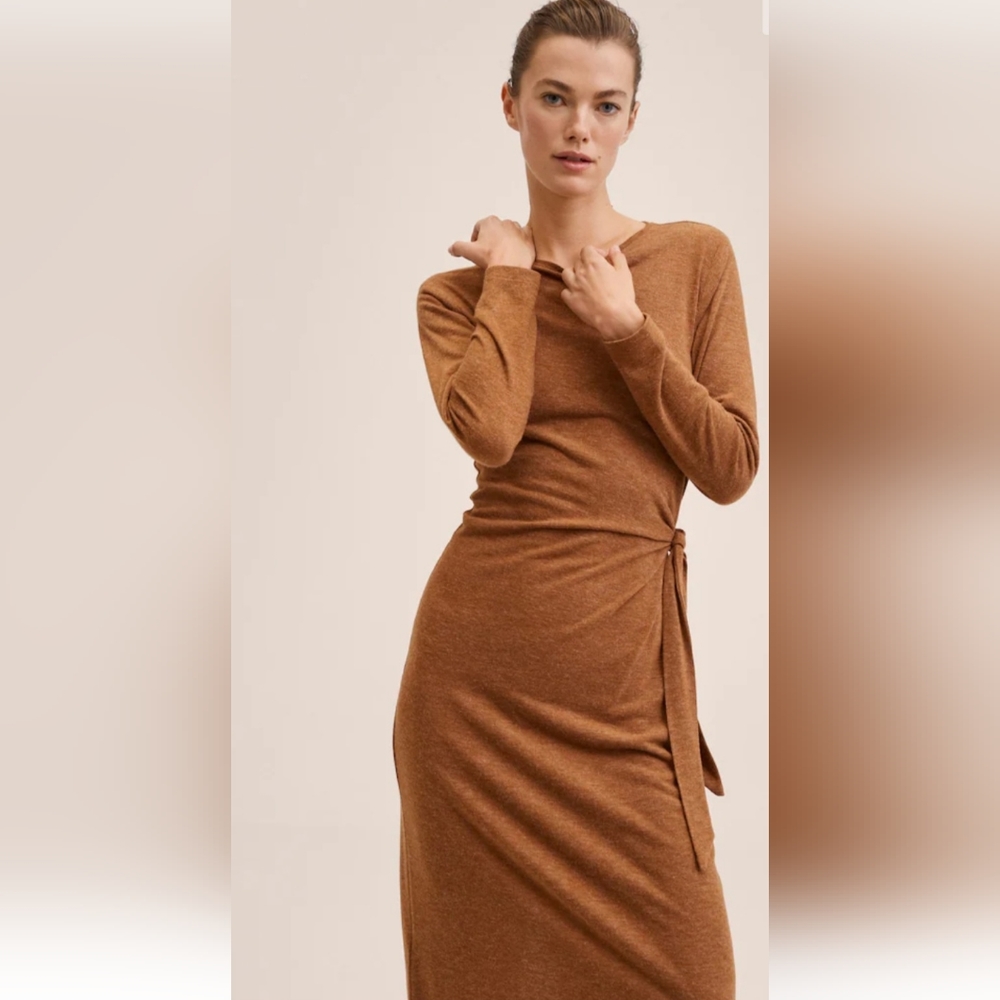 Mango Brown Knit Midi dress